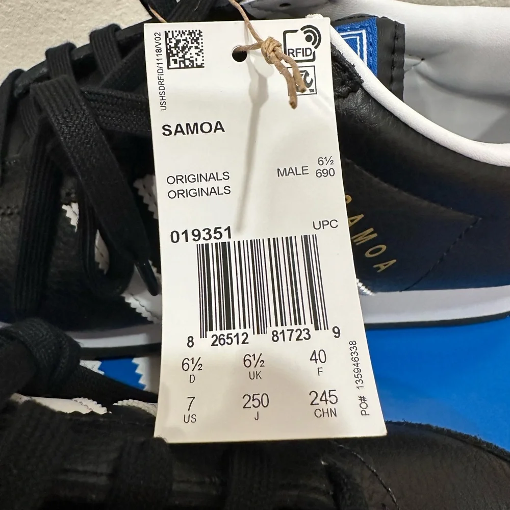 NIB Adidas Samoa Sneakers, Black/White, Men’s 7 - Picture 4 of 16